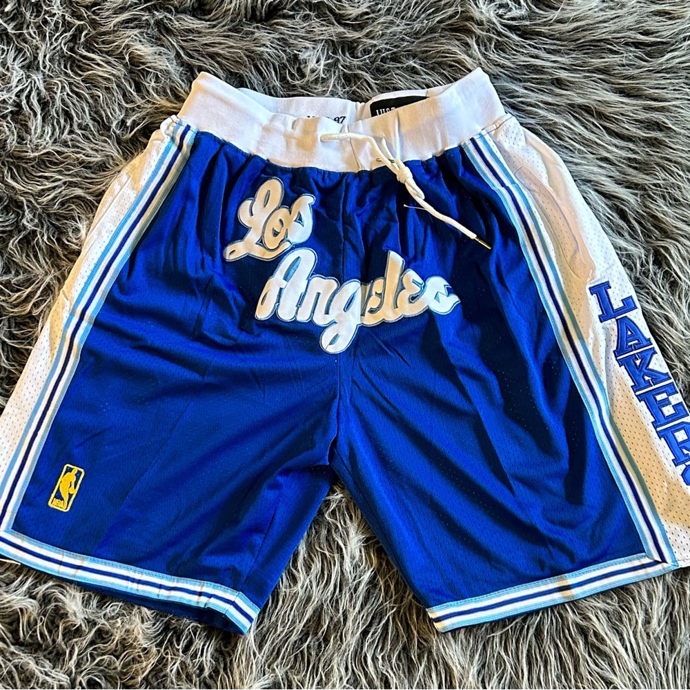 Los Angeles Lakers Mitchell & Ness Just Don Throwback Blue Shorts Size M & XXL